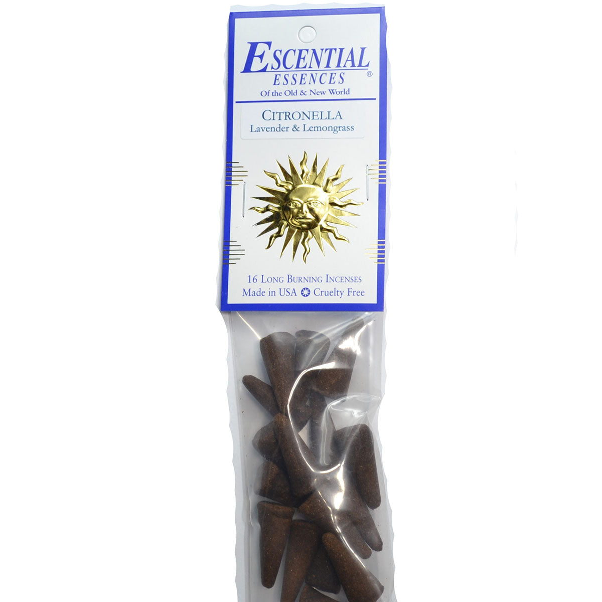 Citronella Lavender Lemongrass Incense Cones by Escential Essences, 16 Long Burning Cones