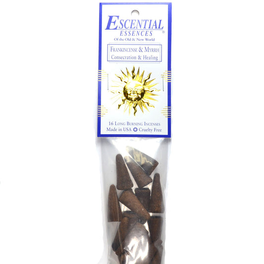 Frankincense and Myrrh Incense Cones by Escential Essences, 16 Cones