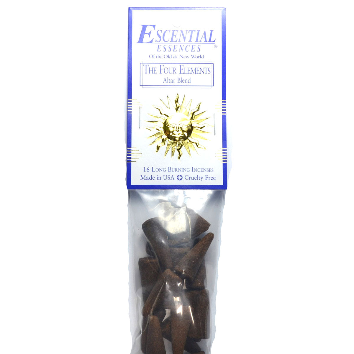 The Four Elements Altar Blend Long Burning Incense Cones by Escential Essences, 16 Cones