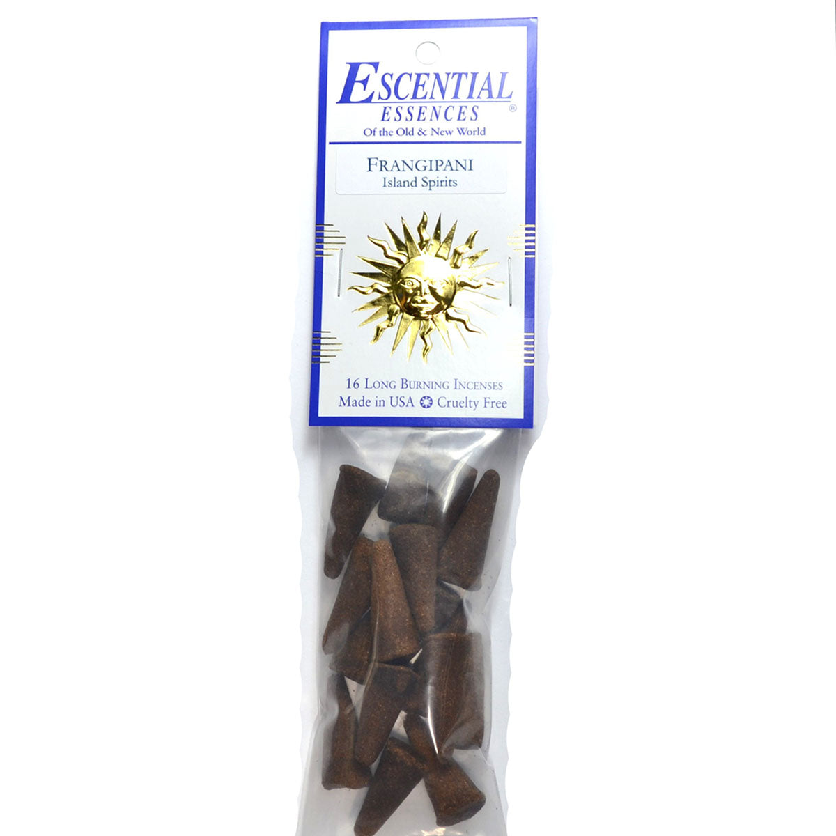 Frangipani Incense Cones by Escential Essences, 16 Long Burning Cones Gift Pack Beautifully Packaged