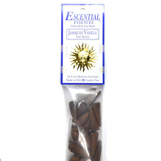 Jamaican Vanilla Incense Cones by Escential Essences, 16 Long Burning Incense Cones