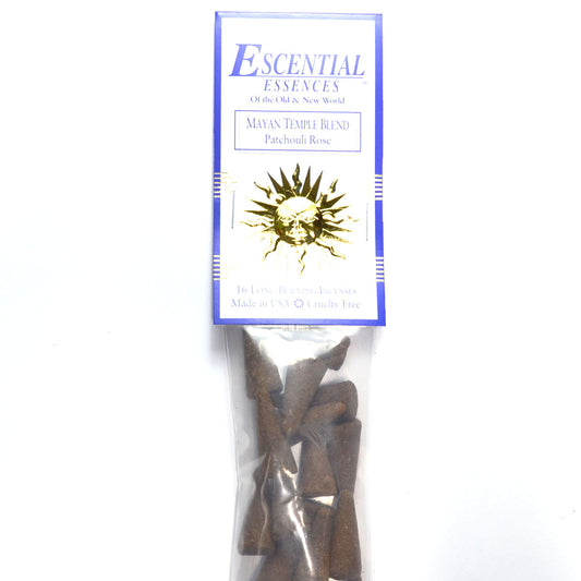 Mayan Temple Blend Patchouli Rose Incense Cones by Escential Essences, 16 Cone Pack