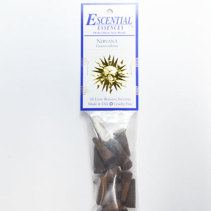 Nirvana Incense Cones by Escential Essences, 16 Long Burning Cones for Meditation and Rituals