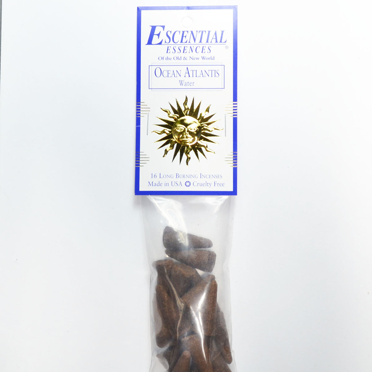 Ocean Atlantis Water Fragrance Premium Incense Cones by Escential Essences, 16 Cones