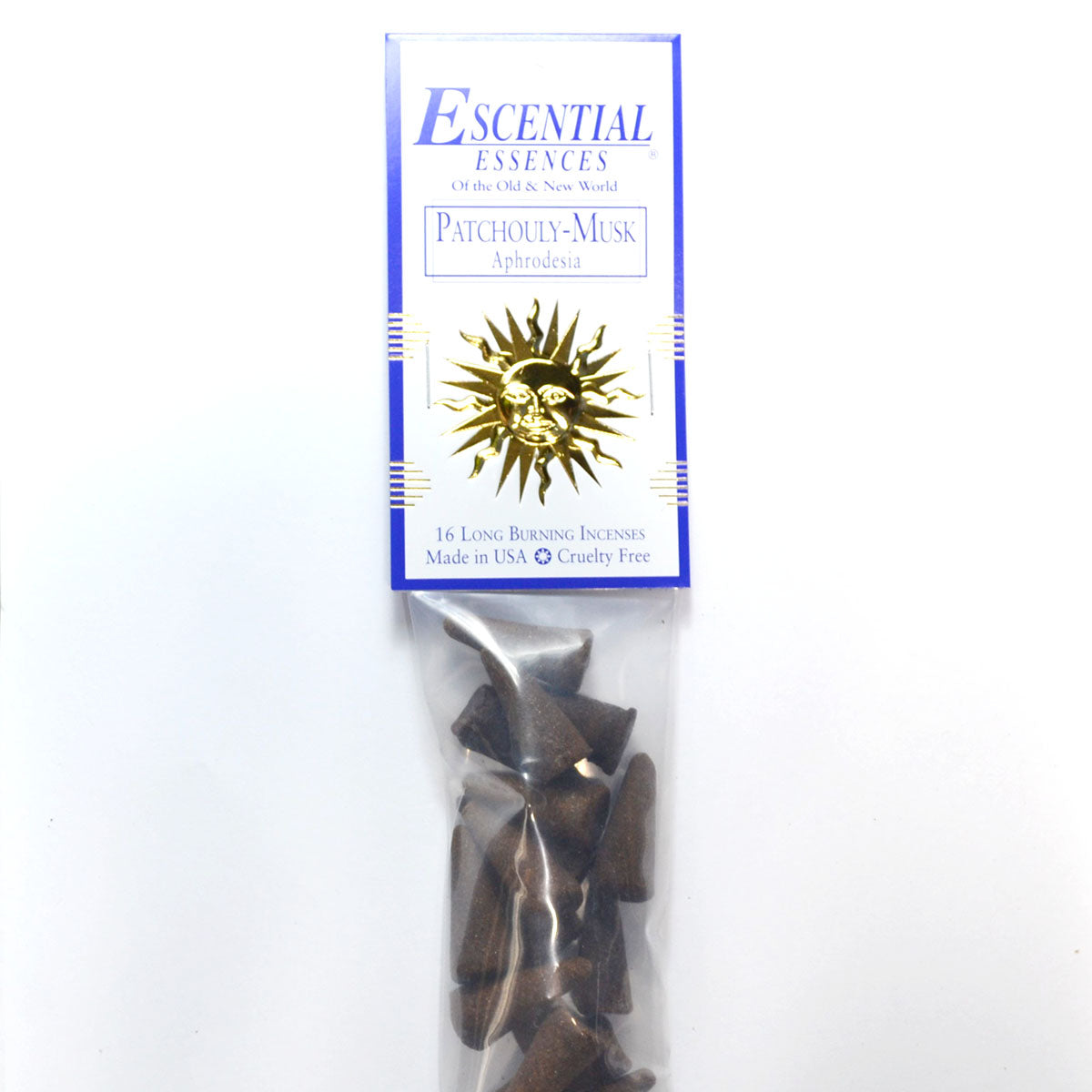 Patchouly-Musk Incense Cones by Escential Essences, 16 Cones for Attracting Passion, Aphrodisiac Blend