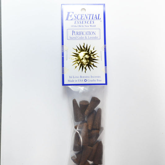 Purification Incense Cones With Sacred Cedar And Lavender Aroma By Escential Essences 16 Cones
