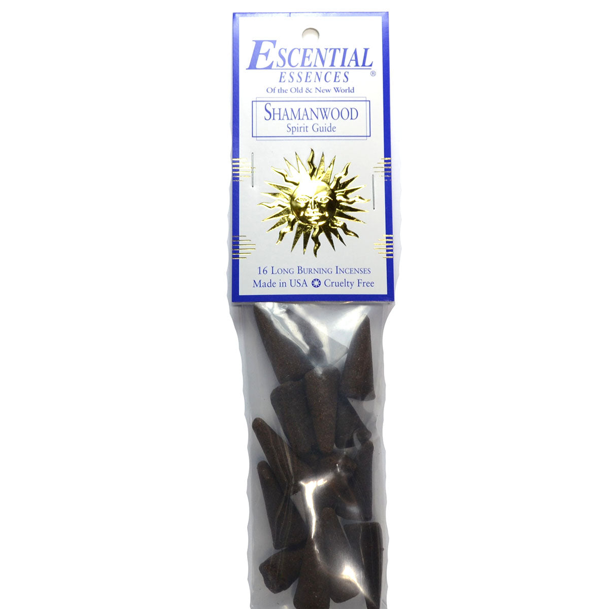 Shamanwood Incense Cones by Escential Essences, 16 Long Burning Cones for Meditation and Rituals