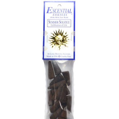 Summer Solstice Incense Cones by Escential Essences, 16 Long Burning Cones For Celebration