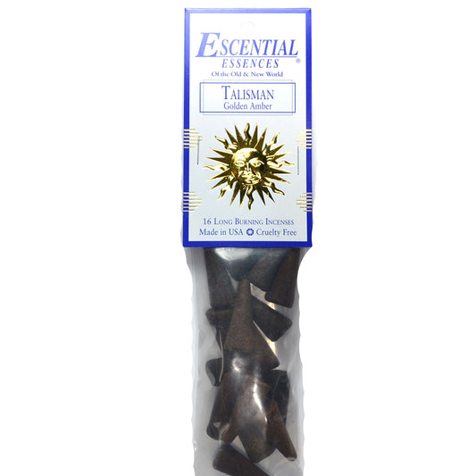 Talisman Golden Amber Incense Cones by Escential Essences, 16 Long Burning Cones