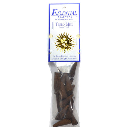 Tibetan Musk Incense Cones by Escential Essences, Premium Hand Poured Rich Aromatic 16 Cones