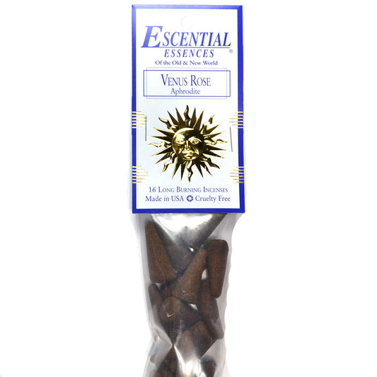Venus Rose Aphrodite Incense Cones by Escential Essences, 16 Premium Long Burning Cones