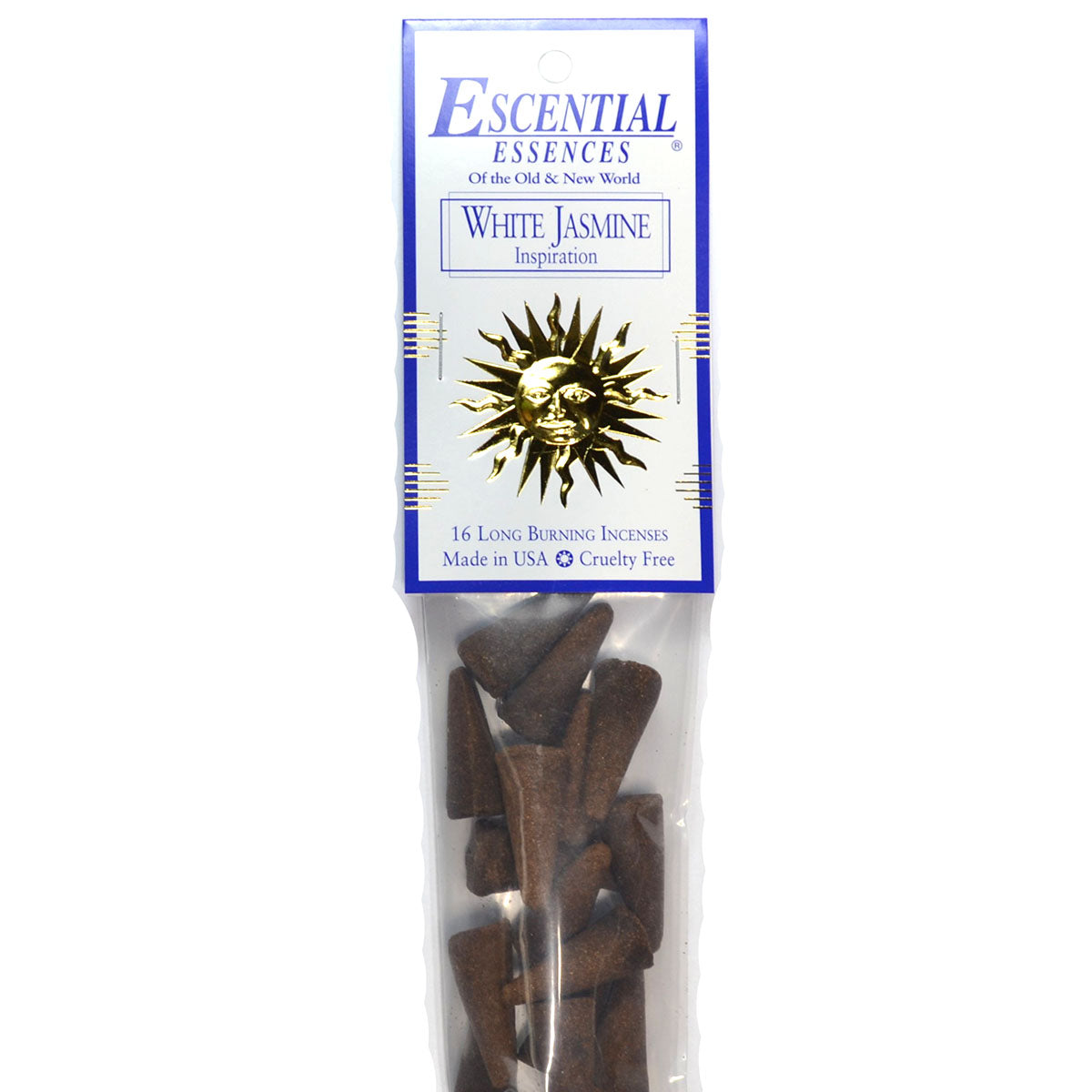 White Jasmine Incense Cones by Escential Essences, 16/pk