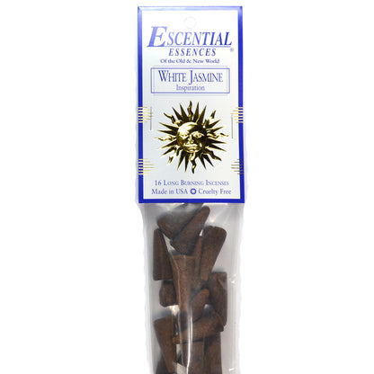 White Jasmine Incense Cones by Escential Essences, 16/pk
