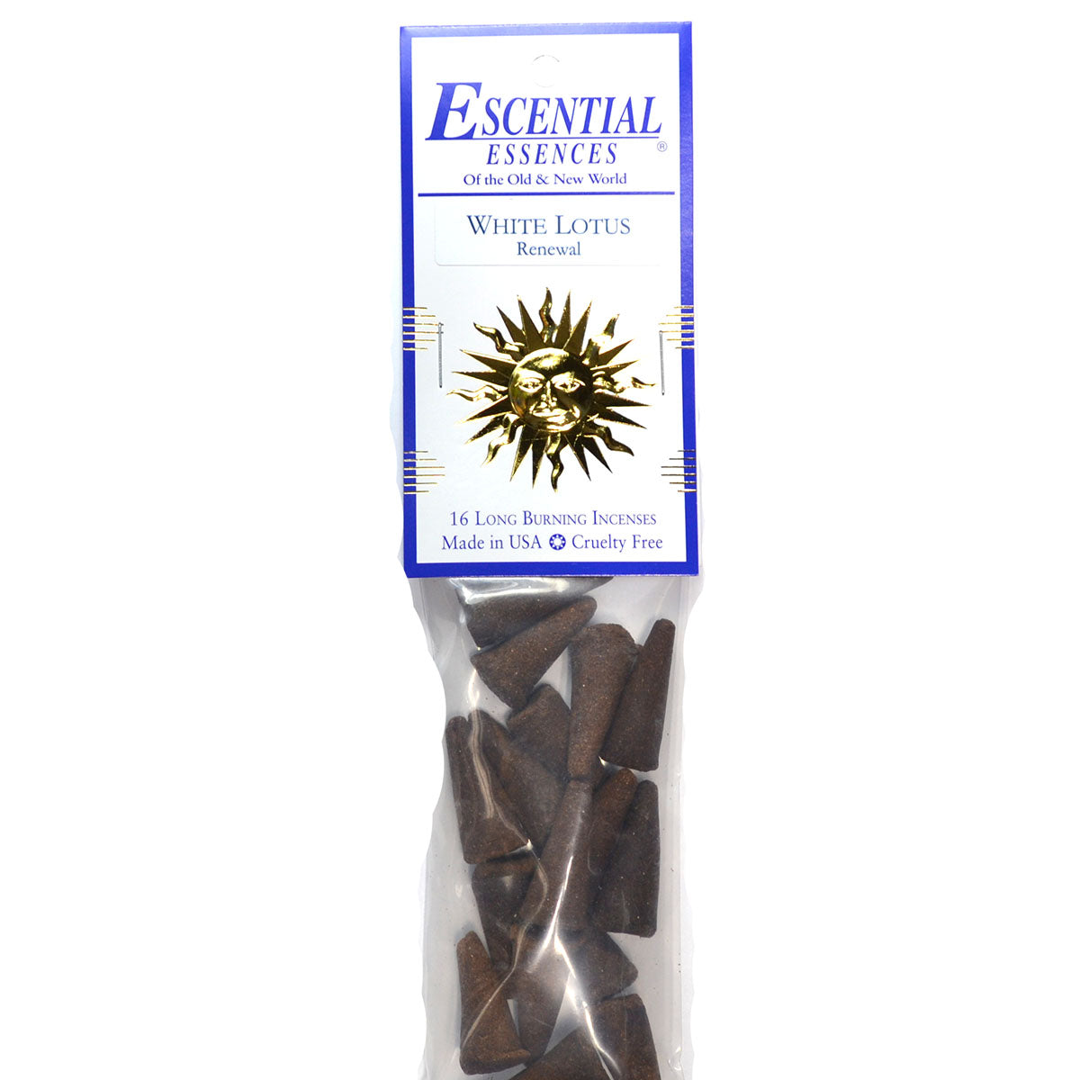 White Lotus Incense Cones Escential Essences 16/pk White Lotus Incense Cones Escential Essences 16/pk