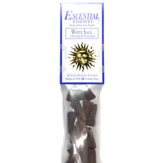 White Sage Incense Cones 16/pk Escential Essences White Sage Incense Cones 16/pk Escential Essences