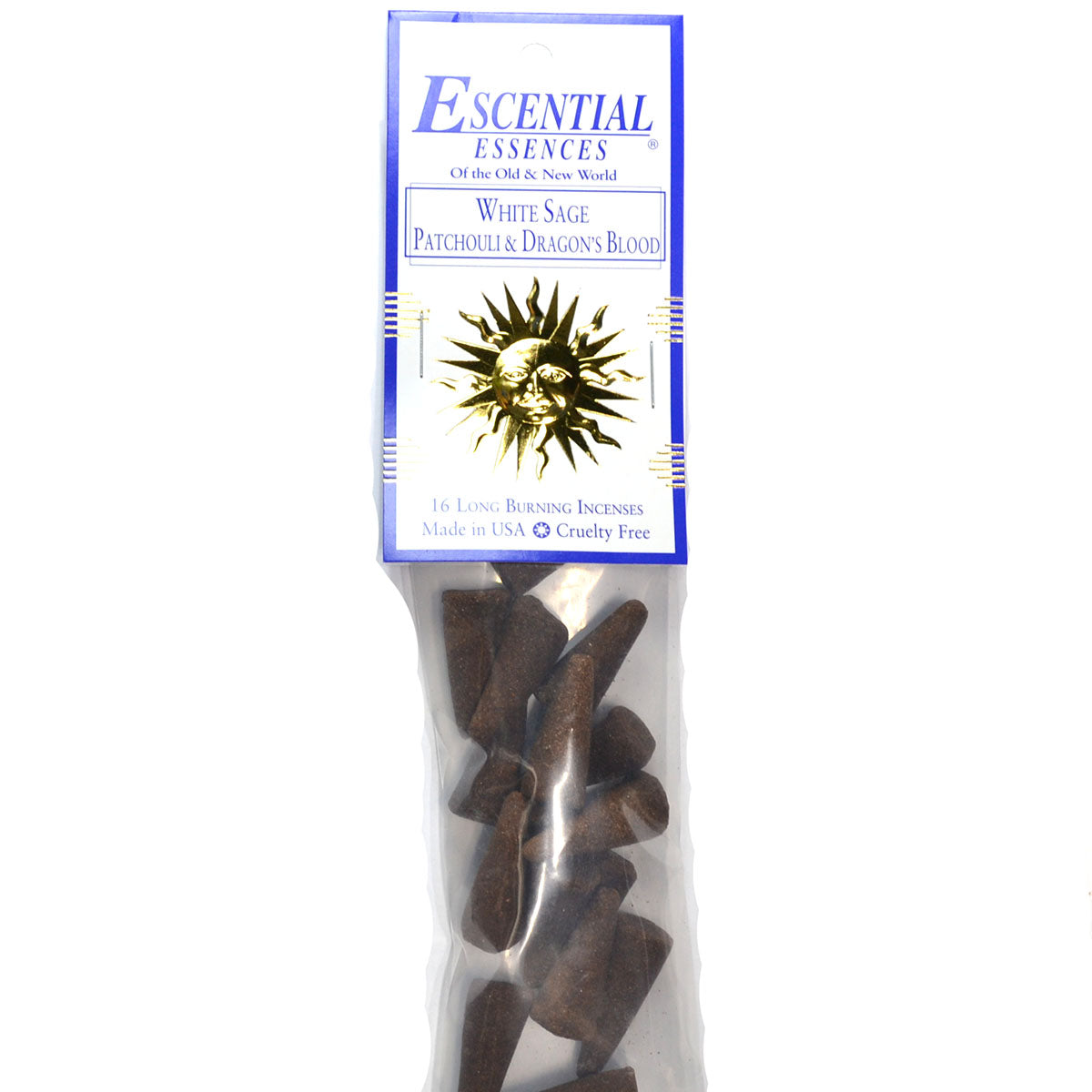 White Sage Patchouli Dragon's Blood Incense Cones Escential Essences Incense Cones by Escential Essences, 16/pk