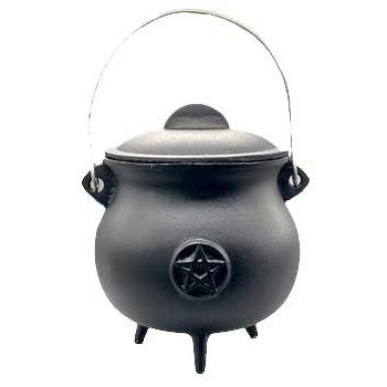 Pentagram Cast Iron Cauldron, 8 Inches