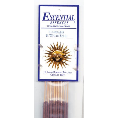 Cannabis & White Sage Incense Sticks by Escential Essences, 16 Sticks Premium USA Made