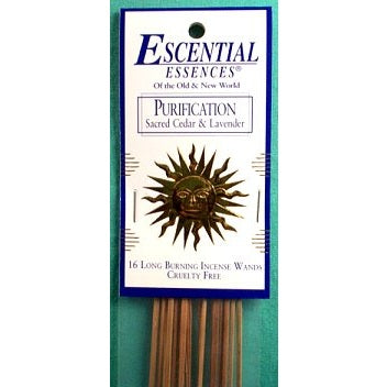 Purification Sacred Cedar and Lavender Incense Sticks by Escential Essences, 16 Sticks