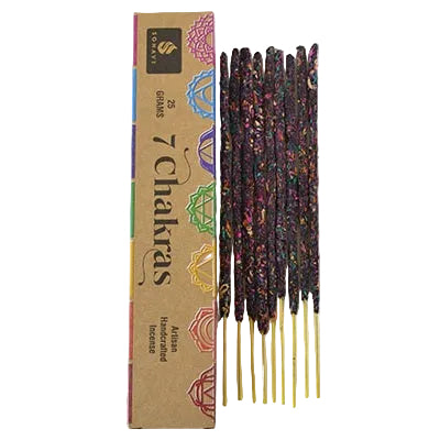 Incense sticks with '7 Chakras' packaging on a white background