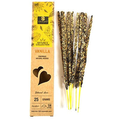 Sonavi Vanilla Incense Sticks, 25g | All-Natural Handcrafted Botanical Incense