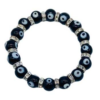 8mm Evil Eye, Black bracelet