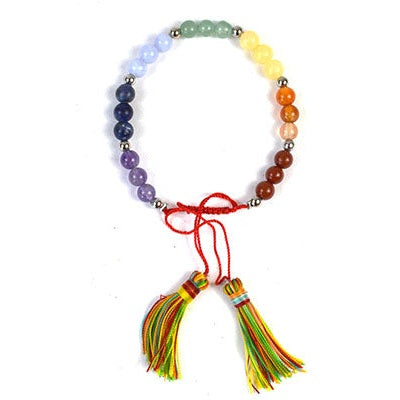 7 Chakra Tassel Bracelet, 6mm