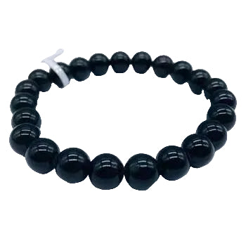 Black beaded bracelet on a white background