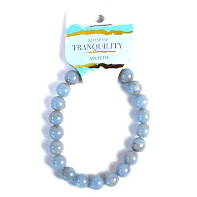 Angelite Beaded Bracelet, 8mm
