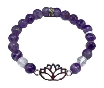 8mm Chevron Amethyst, Quartz, Lotus bracelet