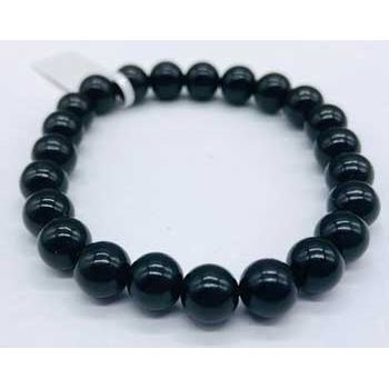 Jet Gemstone Bracelet, 8mm Beads
