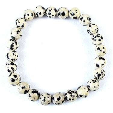 Dalmatian Jasper Beaded Bracelet, 8mm