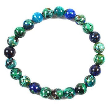 Azurite Malachite Beaded Bracelet, 8mm