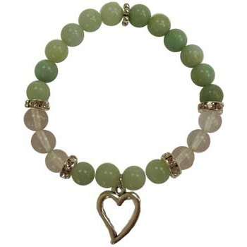 Amazonite Quartz Bracelet with 8mm beads and heart accent for emotional healing and empath protection