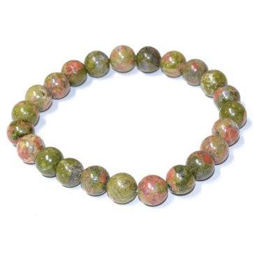 Beaded Unakite Bracelet with 8mm healing beads for emotional balance and self-worth enhancement