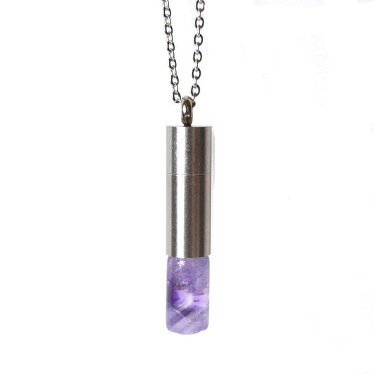 Amethyst pendant with hidden chamber for spiritual protection and emotional balance