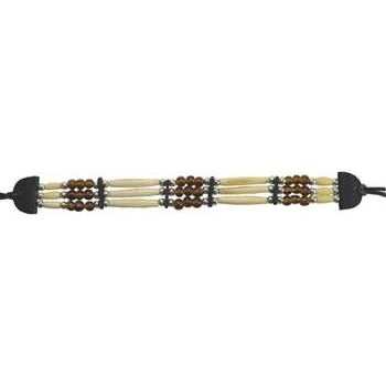 Protection Brown Beaded Bone Choker with three-line brown beads for empath grounding and spiritual protection.