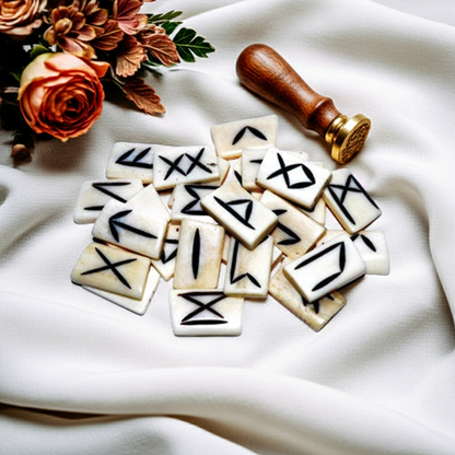 Hand-Carved Bone Rune Set — Elder Futhark Runes