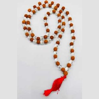 Rudraksha & Quartz japmala
