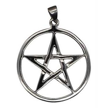 Sterling Silver Pentagram Necklace, 1 1/8 Inches