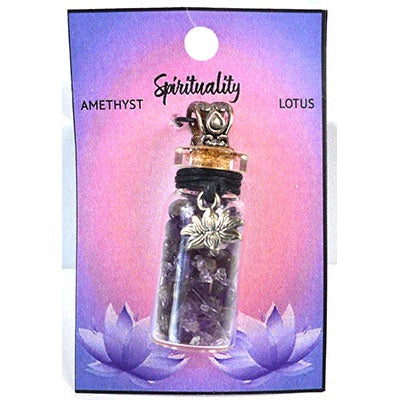 Amethyst Chips in Bottle Necklace, 1.5"