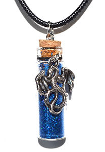 Dragon Blue glitter necklace