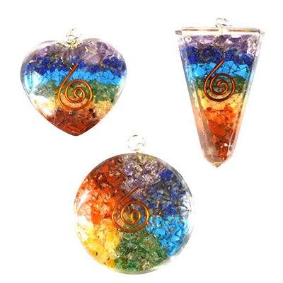 Chakra Orgone Pendants, Set of 3