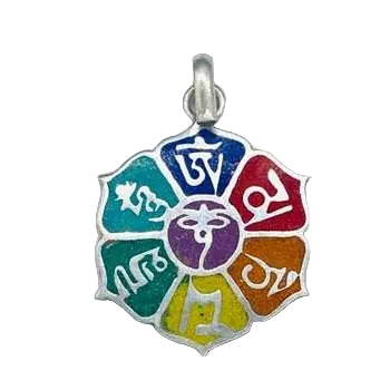 Om Mani Padme Hum Lotus Pendant, 1¼ Inches