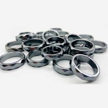 set of 50 Faceted Hematite rings