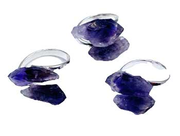 (set of 3) adjustable Amethyst rings