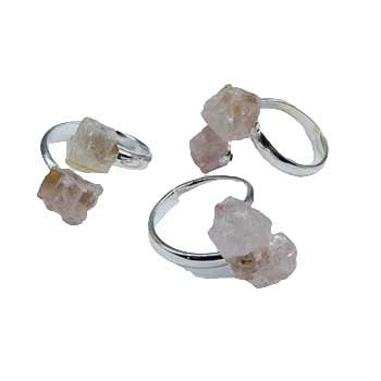 set of 3 adjustable Rose Quartz rings