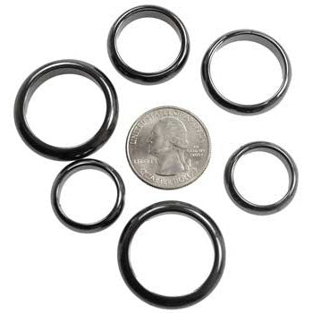 6mm Rounded Hematite Rings, Set of 50