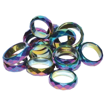 set of 50 Rainbow Magnetic Hematite Faceted rings