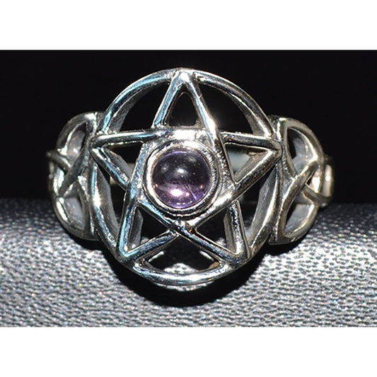 Amethyst Pentagram Ring, Adjustable
